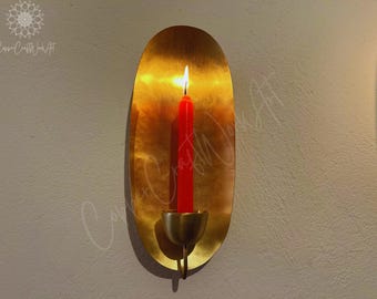 Moroccan Oval Wall Sconce , Oval Brass Gold Leaf Candle Holder Wall Light, Moroccan Brass Wall Light Modern Design , Candle , candle sconces