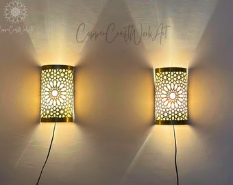 Handmade Moroccan Copper Wall Lamp – Unique Bohemian Accent
