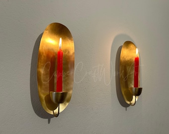 Moroccan Oval Wall Sconce , Oval Brass Gold Leaf Candle Holder Wall Light, Moroccan Brass Wall Light Modern Design , Candle ,