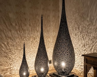 Moroccan Floor Lamp Handmade | Filigree Metal Lamp | Copper Gold Silver Black Bronze | Boho Home Decor | Moroccan Lighting Gift