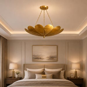Sputnik Flower Globe Chandelier – Mid-Century Brass Ceiling Light – Sputnik Chandelier 3 Lights – Flower Globe Lamp