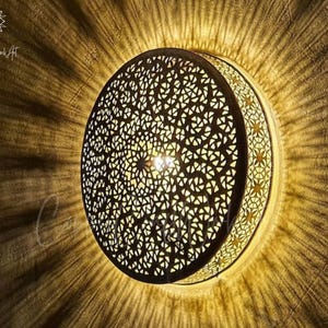 Handgjord marockansk vägglampa i koppar – Walllampa, mässingsvägglampa, guldfärgad vägglampa, Modern vägglampa, Walllampbelysning, Rustik vägglampa
