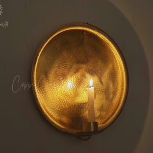 blackfriday Hand-Hammered Brass Wall Candle Sconce – Candle Holder – Rustic Boho Wall Decor Lighting - Moroccan Round Candle Sconces image 11