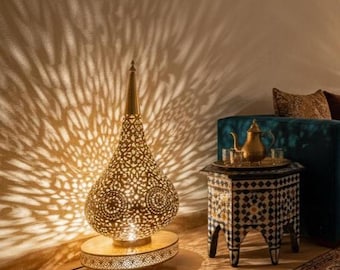 Moroccan Floor Lamp Handmade | Copper Filigree Table Lamp | Arabesque Night Light | Boho Home Decor | Unique Gift | Housewarming Gift Lamp
