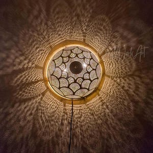 Moroccan Handmade Brass Ceiling Lamp , A Masterpiece with Exquisite Light Engravings , Moroccan Ceiling Lights,Handmade Ceiling Fixture