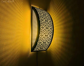 Handgemaakte Marokkaanse koperen wandlamp – Unieke Boheemse accentverlichting voor uw huis