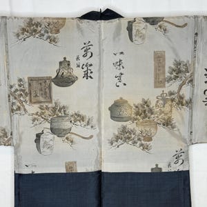 Vintage Japanese Man&#39;s Haori Men&#39;s Kimono Silk Jacket Coat Traditional Authentic - Tea Ceremony