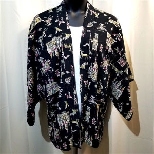 Retro Vintage Japanese Silk Kimono Jacket Haori Short Kimono Boho Style - Wild West