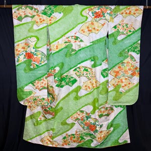 Kimono japonés vintage Furisode, bata formal de manga larga para mujer - Sensu Shibori