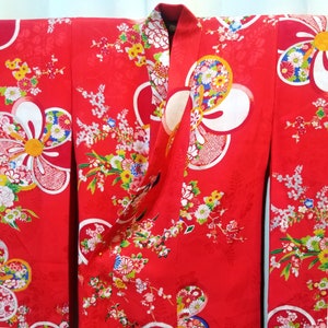 Vintage Japanse meisje formele kimono badjas jong kind kimono - Pinwheel bloemblaadjes