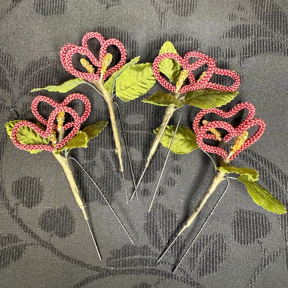 Vtg 4 Japanese Kanzashi Hair Sticks Lacquer Traditional Japanese Hair Ornaments Kanzashi japanese hair ornaments - Gem main image 4