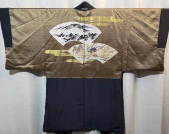 Vintage japanische Haori Herren Kimonojacke Seide - Diamaru Delight