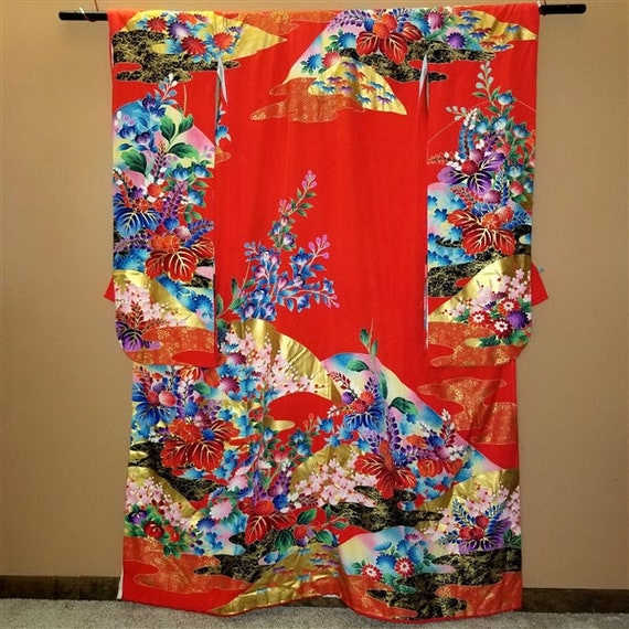 Vintage Japanese Wedding Kimono Kakeshita Formal … - image 1