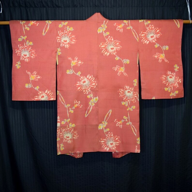 Retro Ikat Floral Vintage Japanese Woman/'s Silk Haori Kimono Jacket