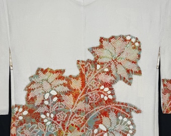 Vintage Japanese Silk Haori Jacket Coat Short Kimono Traditional Clothing - Winter Bloom