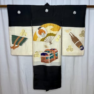 Vintage Japanese Miyamairi Boy&#39;s Formal Kimono Ceremony Shichi Go San Kimono Display - Music Melody