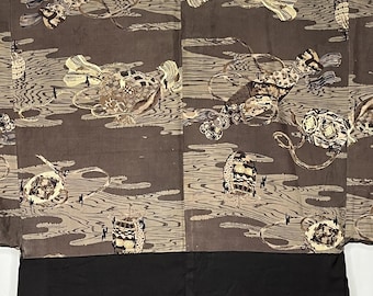 Vintage Japanese Man&#39;s Haori Men&#39;s Kimono Silk Jacket Coat Traditional Authentic - Wrapped Bundles