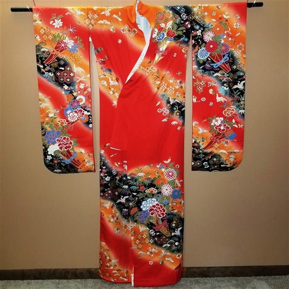 Vintage Japanese Wedding Kimono Kakeshita Formal … - image 5