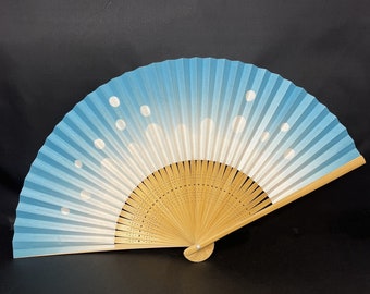 Vintage Japanese Folding Fan Sensu Traditional Kimono Accessory - Bubbles