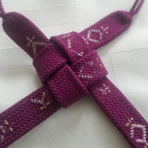 Haori Himo Vintage Japanese Kimono Jacket Cording Ties Closure Woven Kumihimo - Purple Crosses