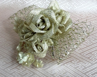 Vintage Kanzashi Japanse kimono Haaraccessoires Traditionele haarversieringen Bloem Bloemen - Gouden rozen