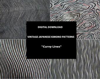 Digital Download Vintage Japanese Kimono Pattern &quot;Curvy Lines&quot;
