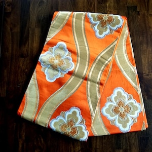 Vintage Japanese Obi Kimono Belt Fukuro Style Silk Sash - Tatewaku Orange