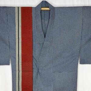 Vintage Japanese Yukata Kimono Robe Man&#39;s Casual Summer Kimono with Obi Belt Authentic Traditional Clothing - Micro Grid