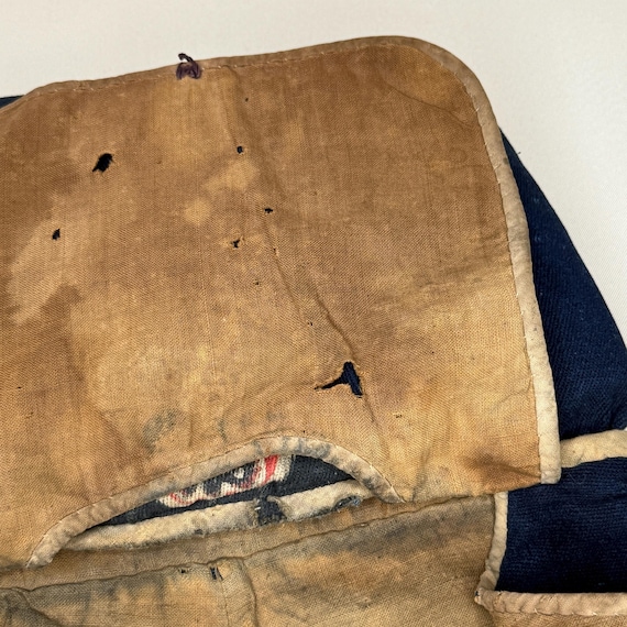 Antique Japanese Fireman's Hood Hat Hikeshi Zukin Indigo Blue