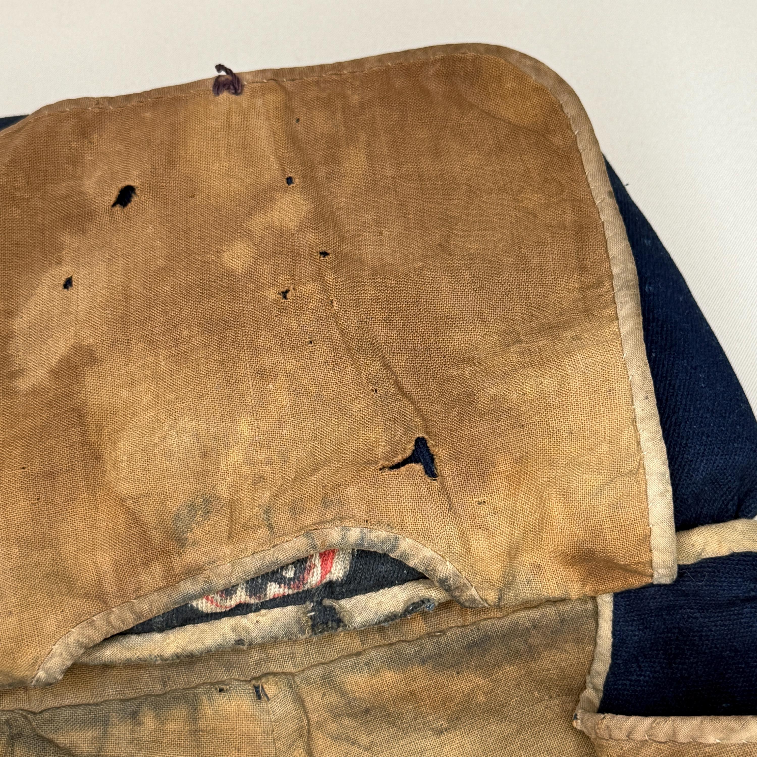 Antique Japanese Fireman's Hood Hat Hikeshi Zukin Indigo Blue