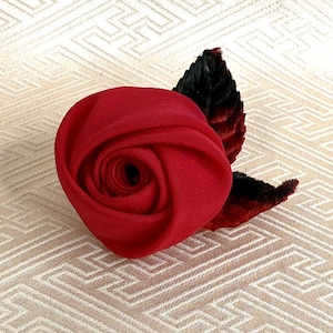Vintage Kanzashi Japanese Kimono Hair Accessories Traditional Hair Ornaments Flower Floral - Single Rose