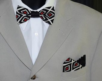 Conjunto de pajarita y pañuelo de bolsillo con kimono japonés vintage de seda - Jazz Man