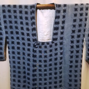 Vintage Japanese Michiyuki Woman&#39;s Silk Crepe Jacket for Kimono - Indigo Splash