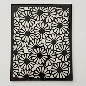 Japanique Katagami Stencil Art Frameable Wall Decor Cut Paper 8x10 Black or White - Chrysanthemums