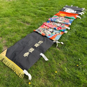 Norobi Banner Vintage Japanese Vertical Heavy Cotton Flag Boy&#39;s Day - Three Samurai
