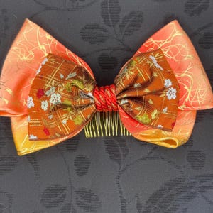Vintage Kanzashi Comb Japanese Kimono Hair Accessories Traditional Hair Ornaments Flower Floral - Autumn Sunset