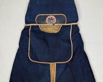 Antique Japanese Fireman's Hood Hat Hikeshi Zukin Indigo Blue