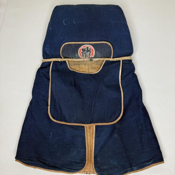 Antique Japanese Fireman's Hood Hat Hikeshi Zukin Indigo Blue