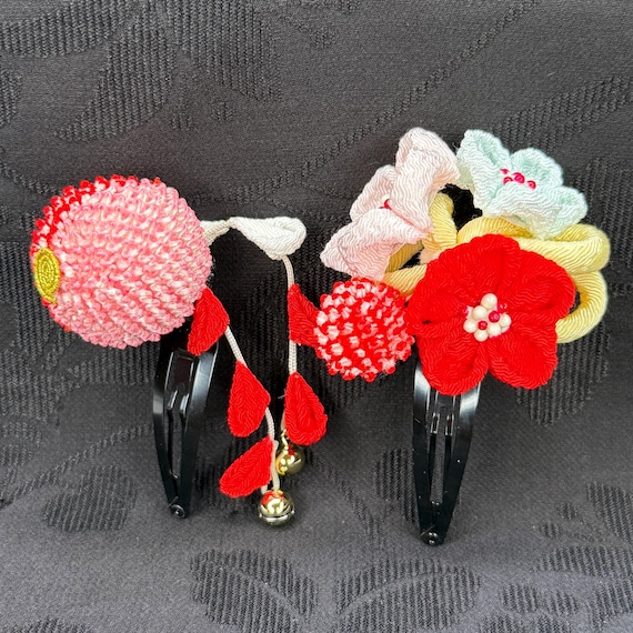 Vintage Japanese Kanzashi Hair Pin Clips Pair Set Kimono  display picture 3