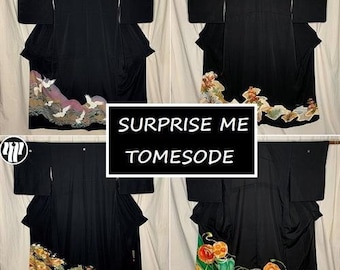 Vintage Japanese Formal Woman&#39;s Kimono Tomesode Kurosode - &quot;Surprise Me&quot;