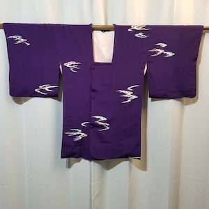 Vintage Japanese Michiyuki Woman's Silk Jacket for Kimono - Silver Lining