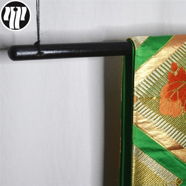 30" Display Rod Hanger Wooden Dowel Pole for Obi Belts or Tapestries - BLACK