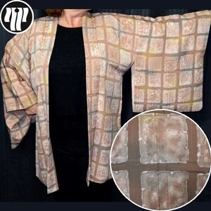 Woman&#39;s Haori Jacket Vintage Japanese Silk Kimono Jacket - Shoji Screen
