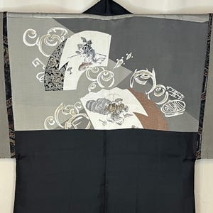 Vintage Japanese Man&#39;s Haori Men&#39;s Kimono Jacket Silk Coat Traditional Authentic - Two Lucky Gods