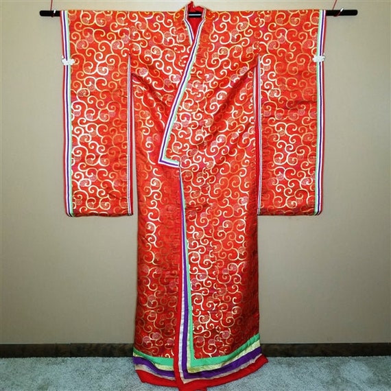 Vintage Japanese Wedding Kimono Kakeshita Uchikak… - image 8