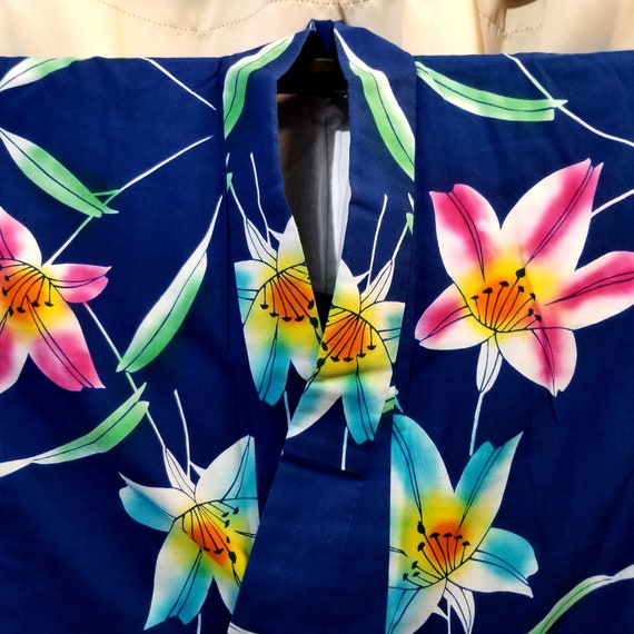 Vintage Japanese Yukata Summer Kimono Cotton Robe Cov… - Gem