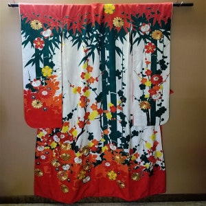 Vintage Japanese Wedding Kimono Kakeshita Formal Bridal Gown- Holiday Royale