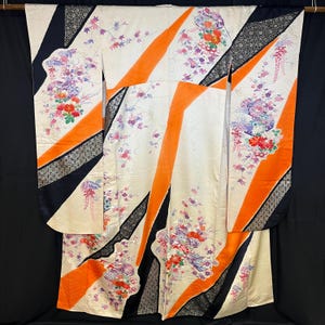 Kimono japonés vintage Furisode, bata formal de manga larga para mujer - Cajas de regalo