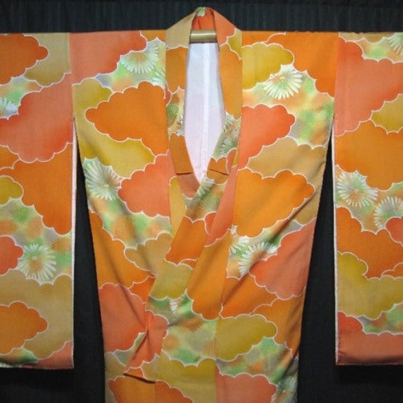 Vintage Japanese Furisode Kimono Robe Silk Woman'… - image 3