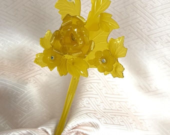 Accesorios para el cabello de kimono japonés Kanzashi vintage, adornos tradicionales para el cabello - Peony Single Hirauchi